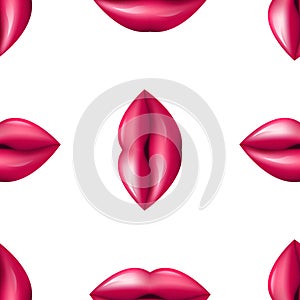 Kiss Seamless lips pattern Red and Pink pattern. Valentine day holiday vector illustration