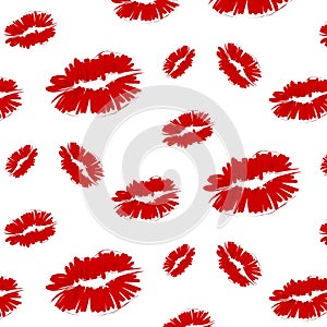 Kiss sign repetition pattern. Redlips prints vector dynamic background. Modern t-shirt print, girf wrap, wallpaper, cover