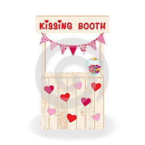 Kissing booth. Festive decoration made of wood.