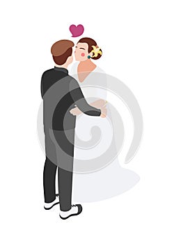 Kissing Bridegroom Isometric Composition