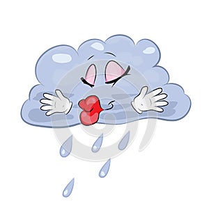 Kissing cartoon illustration of rain cloud