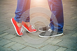 Kissing couple on tile, love, romance. Concept idyll