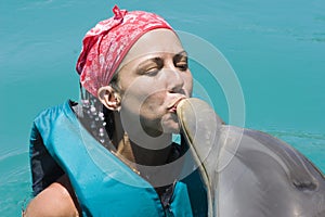 Kissing a Dolphin