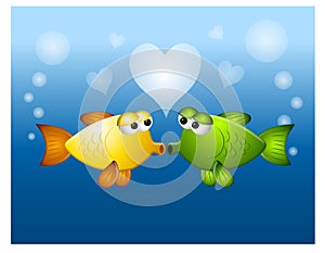 Kissing Fish Love Bubbles