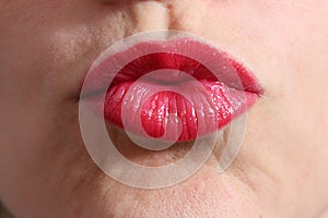 Kissing red lips