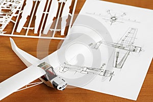 Kit for assembling plastic airplane model