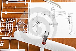 Kit for assembling plastic airplane model