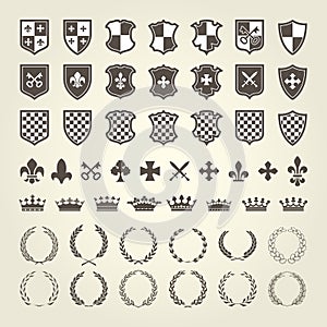 Kit of coat of arms for knight shields and royal emblems