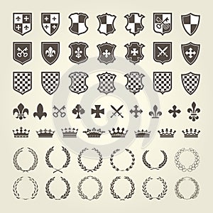 Kit of coat of arms for knight shields and royal emblems photo