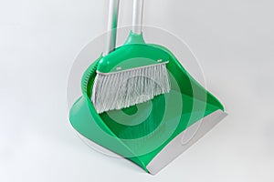 Kit of the plastic broom for sweeping floors and dustpan