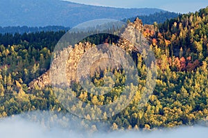 Kitayskaya Stenka Chinese wall rock in Stolby Nature Sanctuary.