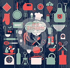 Kitchen abstact icons set