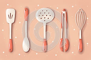 Kitchen accessories and utensils. Doodle illustration