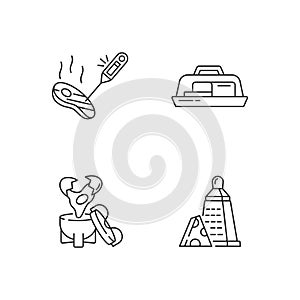 Kitchen appliance linear icons set