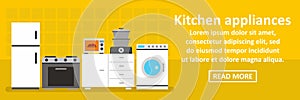 Kitchen appliances banner horizontal concept