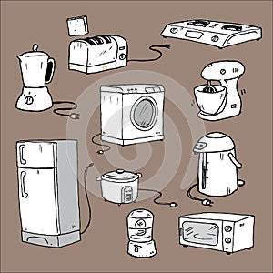 Kitchen appliances cartoon