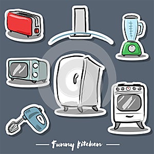 Kitchen Appliances Hand Drawn Set