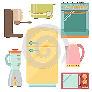 Kitchen appliances icons set, kitchenware