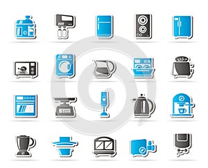 Kitchen appliances and kitchenware icons