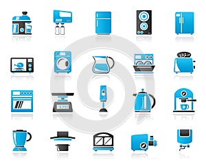 Kitchen appliances and kitchenware icons