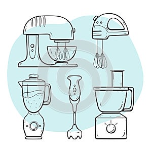 Kitchen appliances. Mix and blend. Doodle