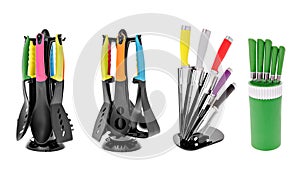 Kitchen appliances, a set of spoons, knives