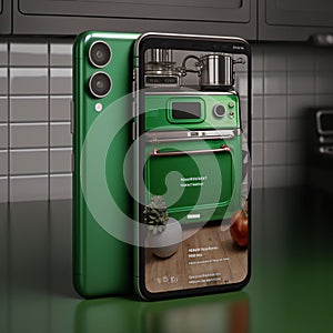 Kitchen appliances on a smart phone. 3d render illustration