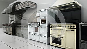 Kitchen appliances in supermarcket 3d render image