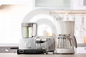 Kitchen appliances on table