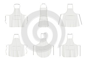 Kitchen apron. Black and white fabric clothes for professional cook chef realistic apron decent vector illustration