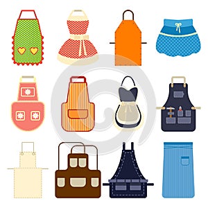 Kitchen apron set vector illustration.