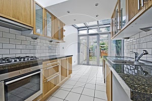 Kitchen with atrium photo