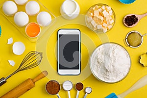 Kitchen baking mobile phone application service website mockup