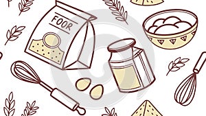 Kitchen Baking Tools & Utensils Seamless Pattern, vector design Generative AI