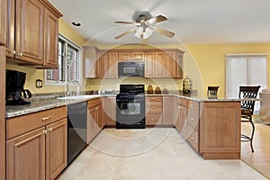 Kitchen with black appliances