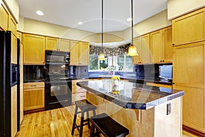 Kitchen with black appliances