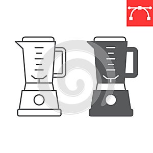 Kitchen blender line and glyph icon