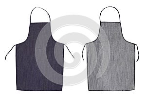 Kitchen blue apron. Front and back view photo