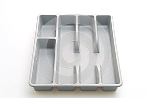 Kitchen box with cutlery for spoons, forks, knifes on white background