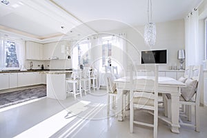 Kitchen with a bright dining area