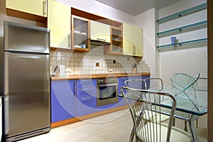 Kitchen with the built in home appliances