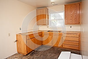 Kitchen cabinets without countertop