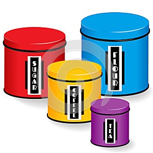 Kitchen Canisters with Art Deco Labels