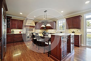 Kitchen with cherry wood cabinetry