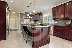 Kitchen with cherry wood cabinetry