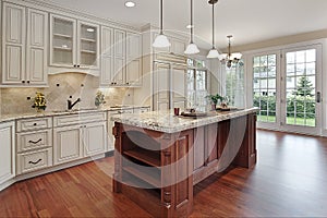 Kitchen with cherry wood island