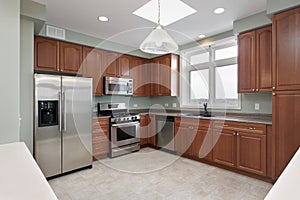 Kitchen with cherrywood cabinetry