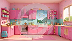 Kitchen Chic: Modern Design Infused with Colorful Pink Bliss