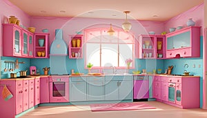 Kitchen Chic: Modern Design Infused with Colorful Pink Bliss