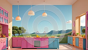 Kitchen Chic: Modern Design Infused with Colorful Pink Bliss